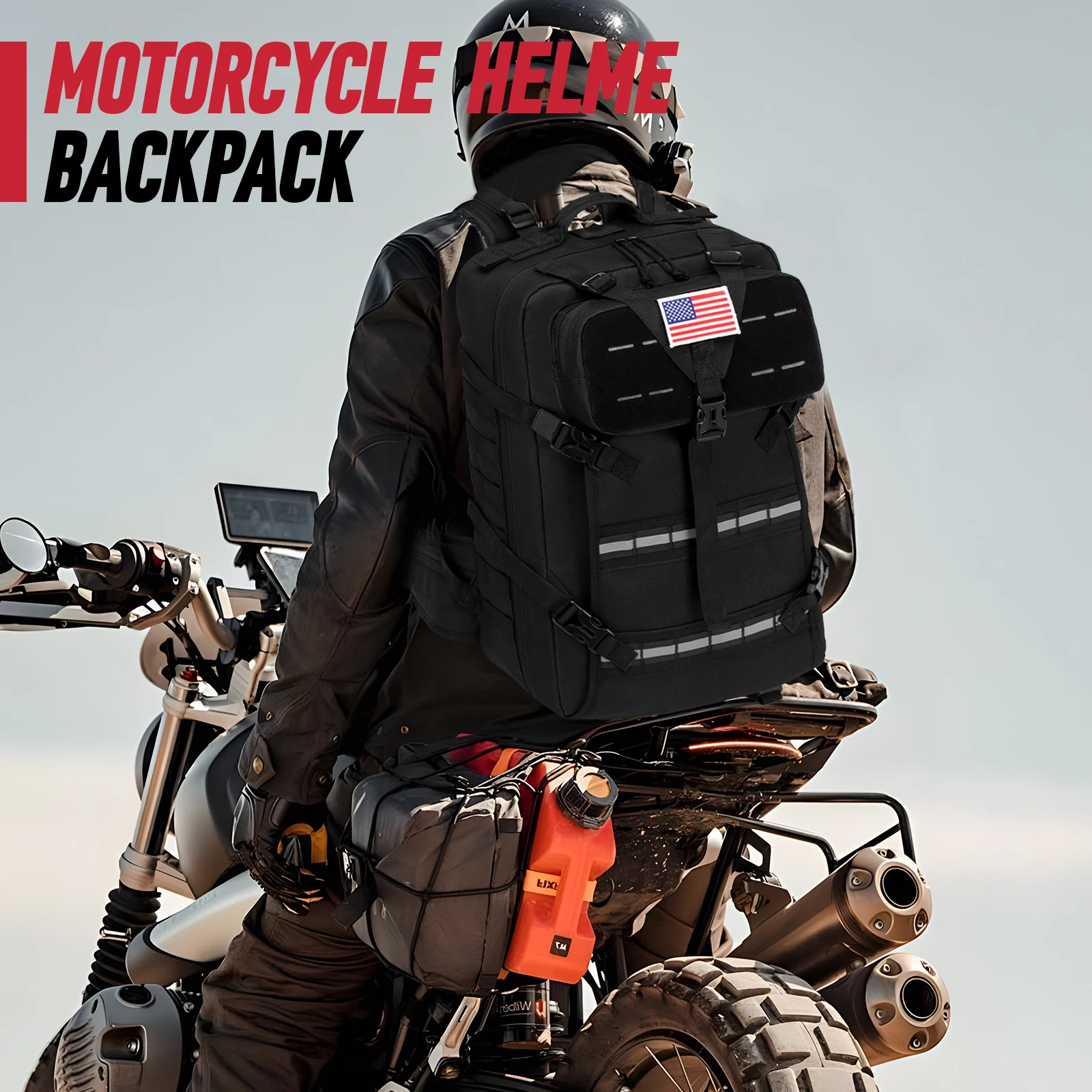 30L Motorcycle Helmet Backpack Multifunction Riding Backpack Rider Cycling Helmet Storage Packsack Motocross Tail Bag Luggage