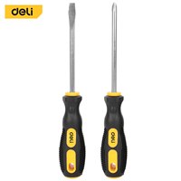 Deli 2pcs Magnetic Screwdriver Flat Head Cross Screwdriver Household Tool Set Handle Multi-Purpose Detachable Screwdriver