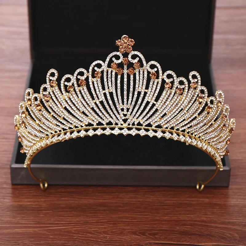 Luxury Crystal Crown Tiara Baroque Rhinestone Prom Diadem Crown Women Bridal Wedding Hair Accessories Jewelry Tiaras And Crowns