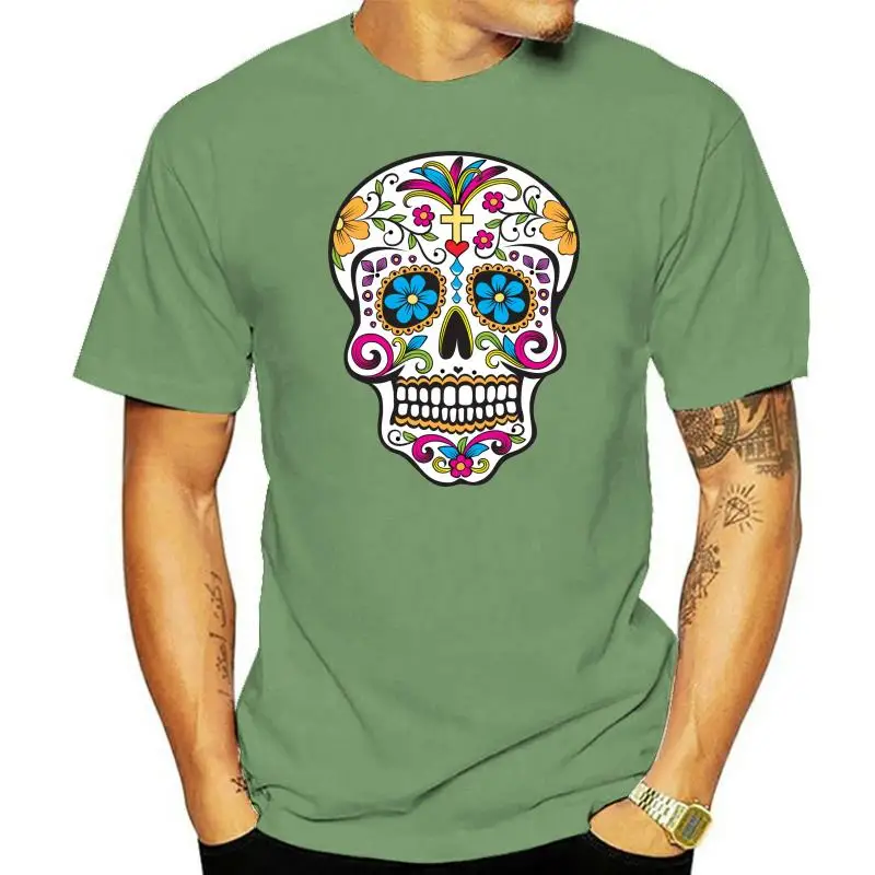 Mens T-Shirt Skull Mexican antichizzato Mexican Skull Tattoo Old School