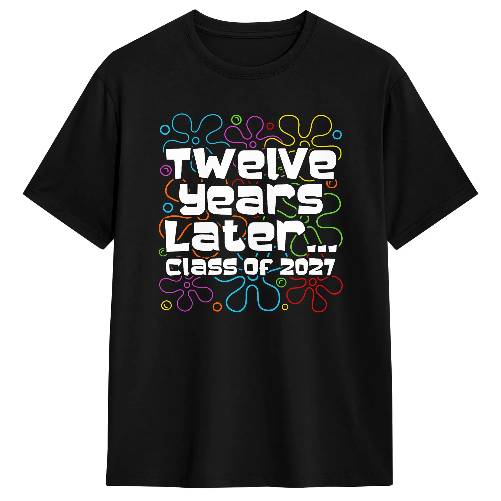 Men's Funny Class of 2027 Senior Twelve Years Later Back to School T-Shirts  Cotton Tees Beach Vintage Short Sleeves T-Shirt