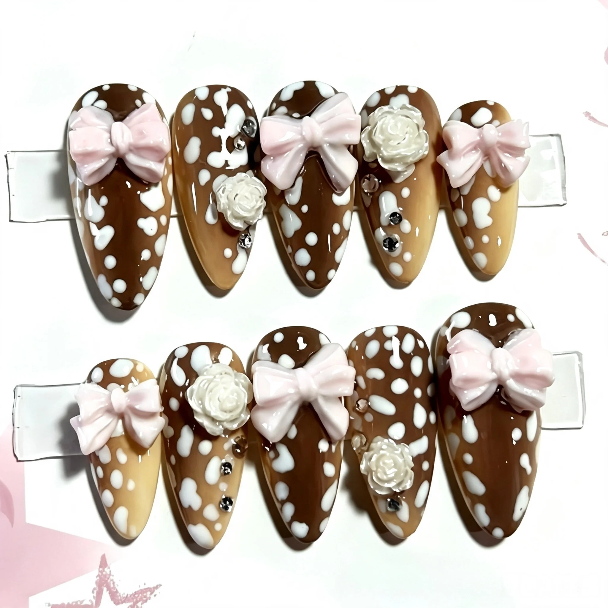 3D Printing Ptc - 10Pcs Almond Press On Nails Brown