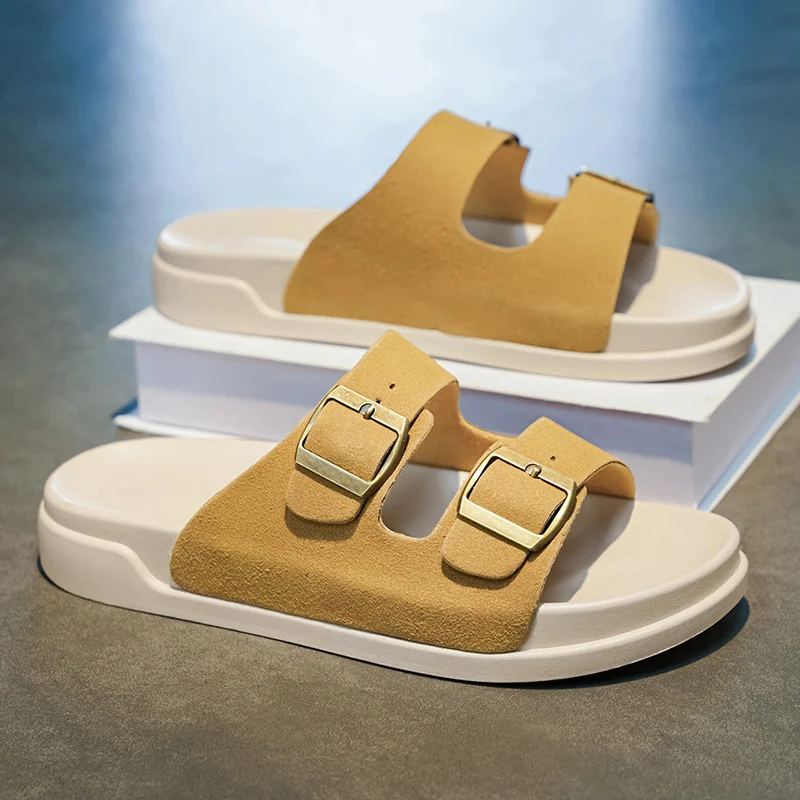 

Retro Cork Slippers with Buckle Design Casual Beach Style Lightweight Soft Sole Trendy Unisex Indoor Outdoor Daily Footwear
