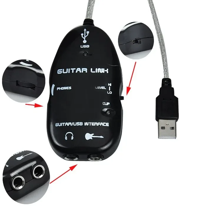 Easy Plug and Play Guitar Link To USB Interface Cable for PC and Video Recording