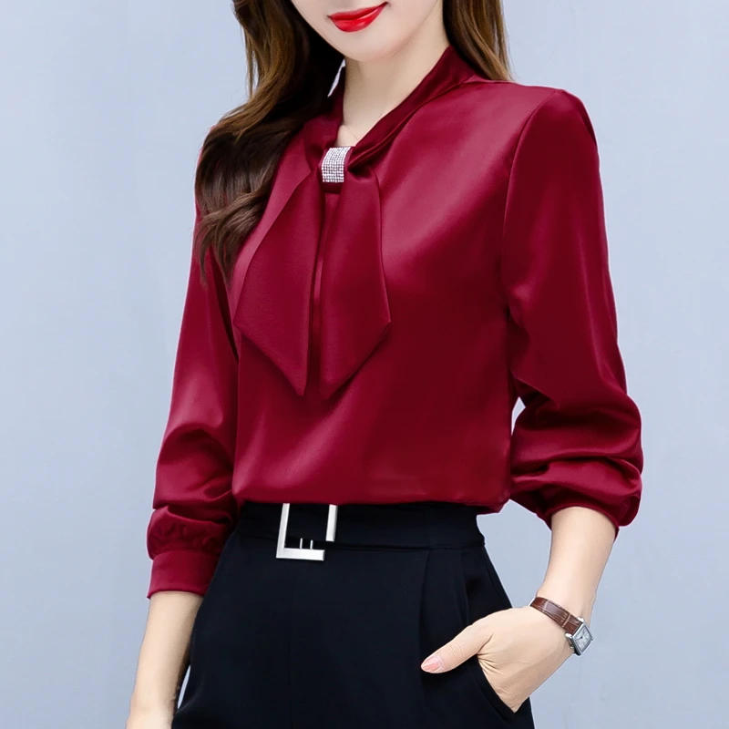 Blusas Mujer De Moda 2024 Long Sleeve Blouse Women Bow Collar Chiffon Blouse Shirt Tops Women Blouses Shirts Blusa Camisas F335