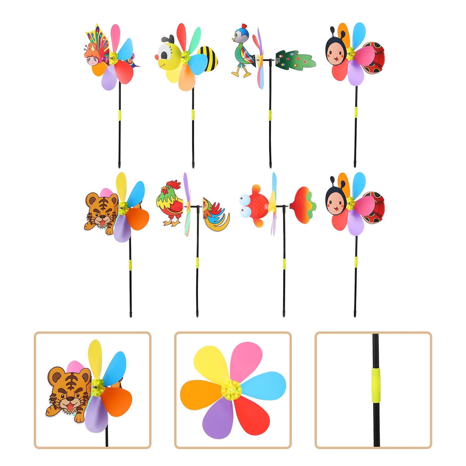 

8pcs Three Dimensional Windmill Plastic Cartoon for Home Garden Kids No Fading Long Life Easy