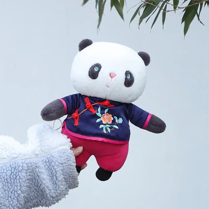 팬더 박제 키 체인 동물 봉제 팬더 애니메이션 인형 봉제 장난감 펜던트, 어린이 여아 학교 가방 선물, 신제품