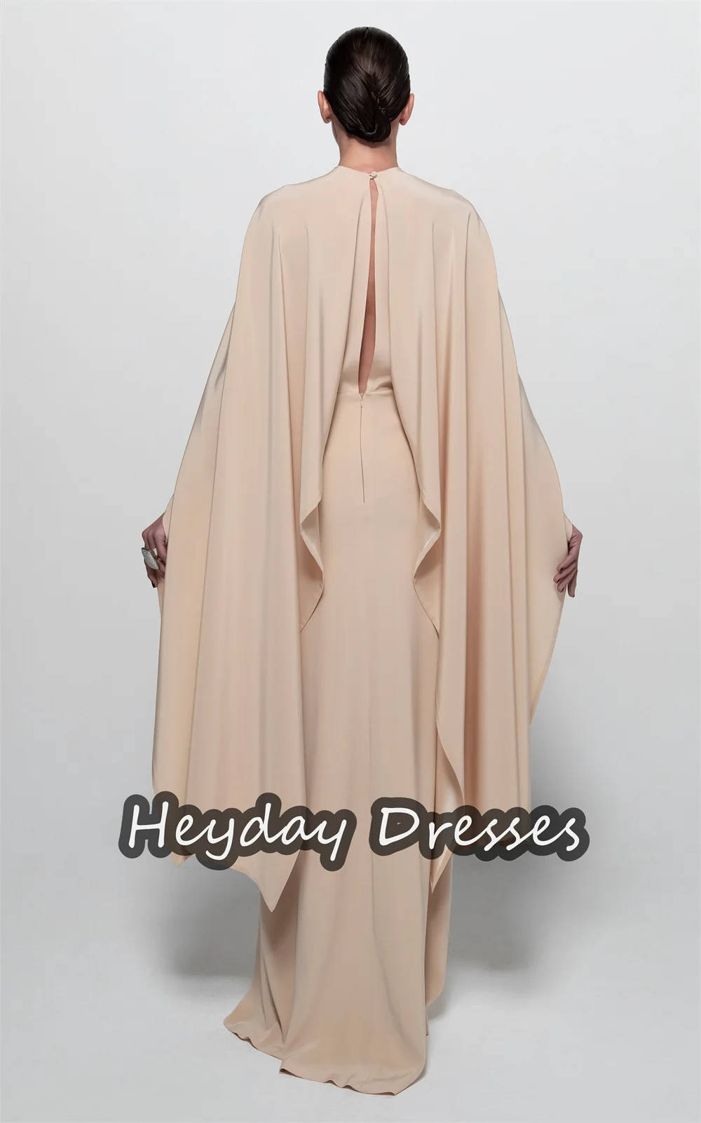 Heyday Crepe A-line V-neck Ruffle Saudi Simple Prom Gown Long Sleeves Floor Length Elegant Evening Party Dresses For Women 2024