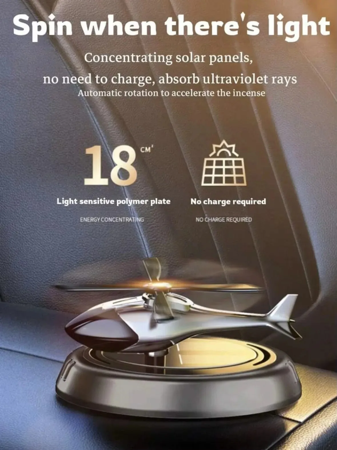 Solarbetriebener Helikopter-Auto-Duftspender mit Aromatherapie für Zuhause und Büro – Detail 3