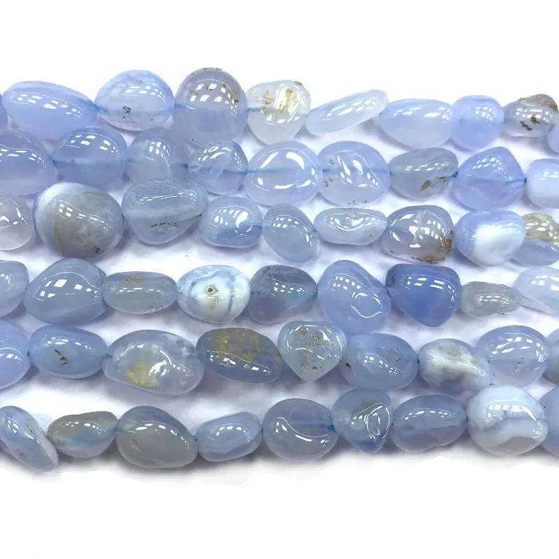 Wholesale Natural Blue Chalcedony 8-10mm Irregular Stone Beads Charms for Jewelry Making Diy Women Bracelet Necklace 15''