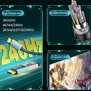 Cabo 8K DP para USB Tipo C Bidirecional USB C para Displayport 1.4 para iPhone 15 Macbook Pro iPad iMac Compatível Thunderbolt 3/4 10 principais vendas cabo energia imac - №2