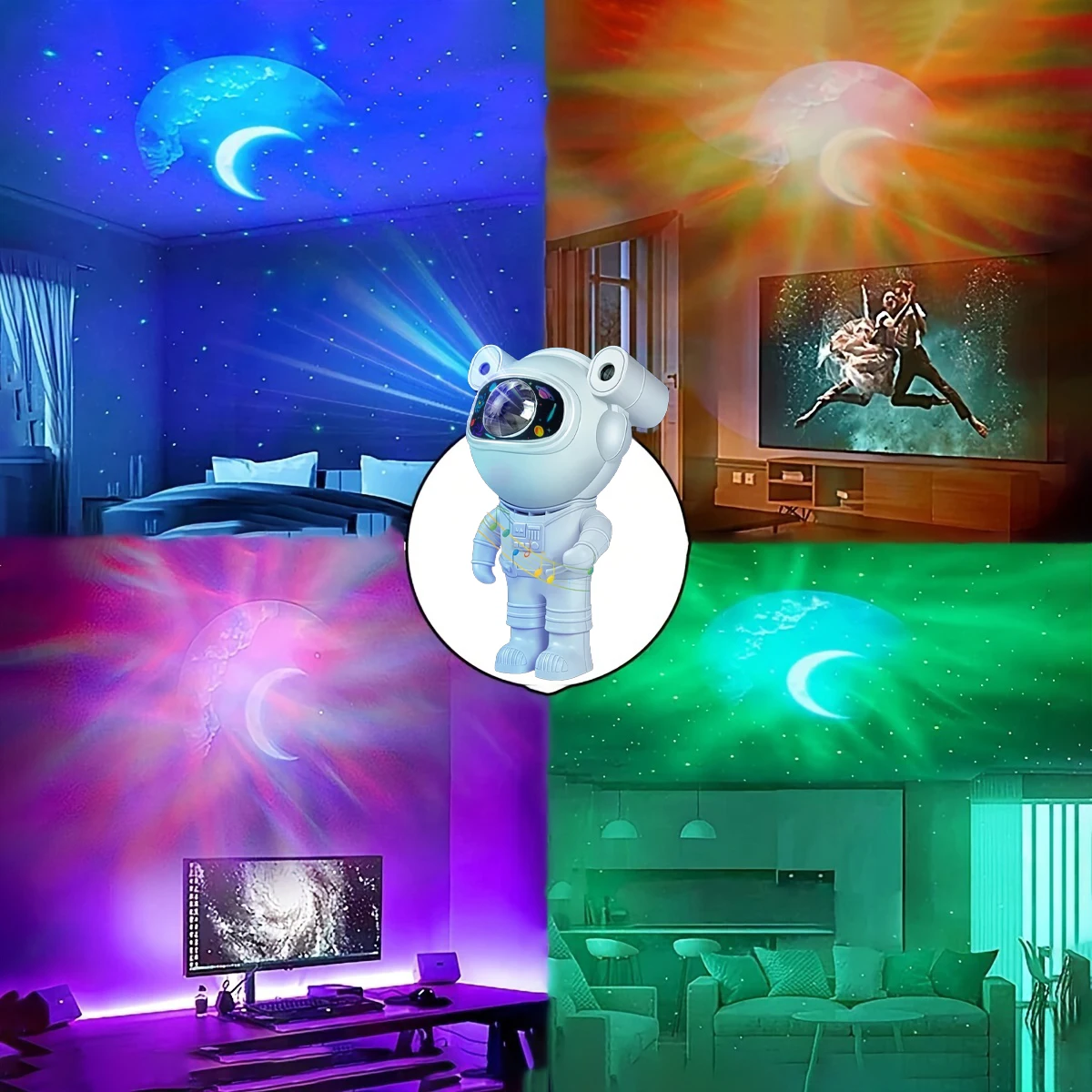 Imagem -04 - Astronauta Galaxy Star Projetor Adesivo Faça Você Mesmo Night Light Bluetooth Música Céu Nebula Lâmpada para Crianças Presente Quarto Decorativo