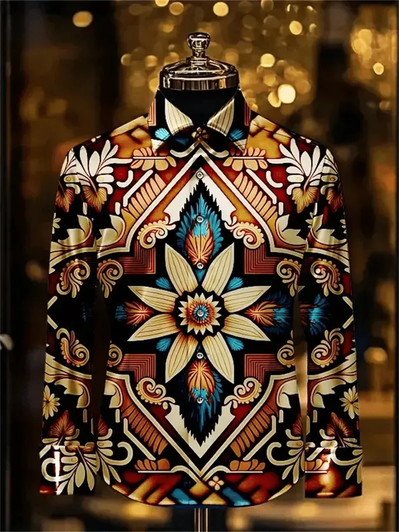 

New Dark and Colorful Starry Sky Butterfly Printed Men's Long Sleeve Shirt with Collar Casual Shirt Clothing