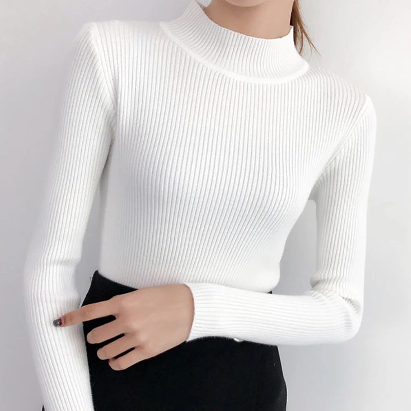 ITOOLIN Women Underwear Sweater Slim Long Sleeve Warm Knit Pullovers Elegant Solid Jumpers For Women 2023 Autumn Winter