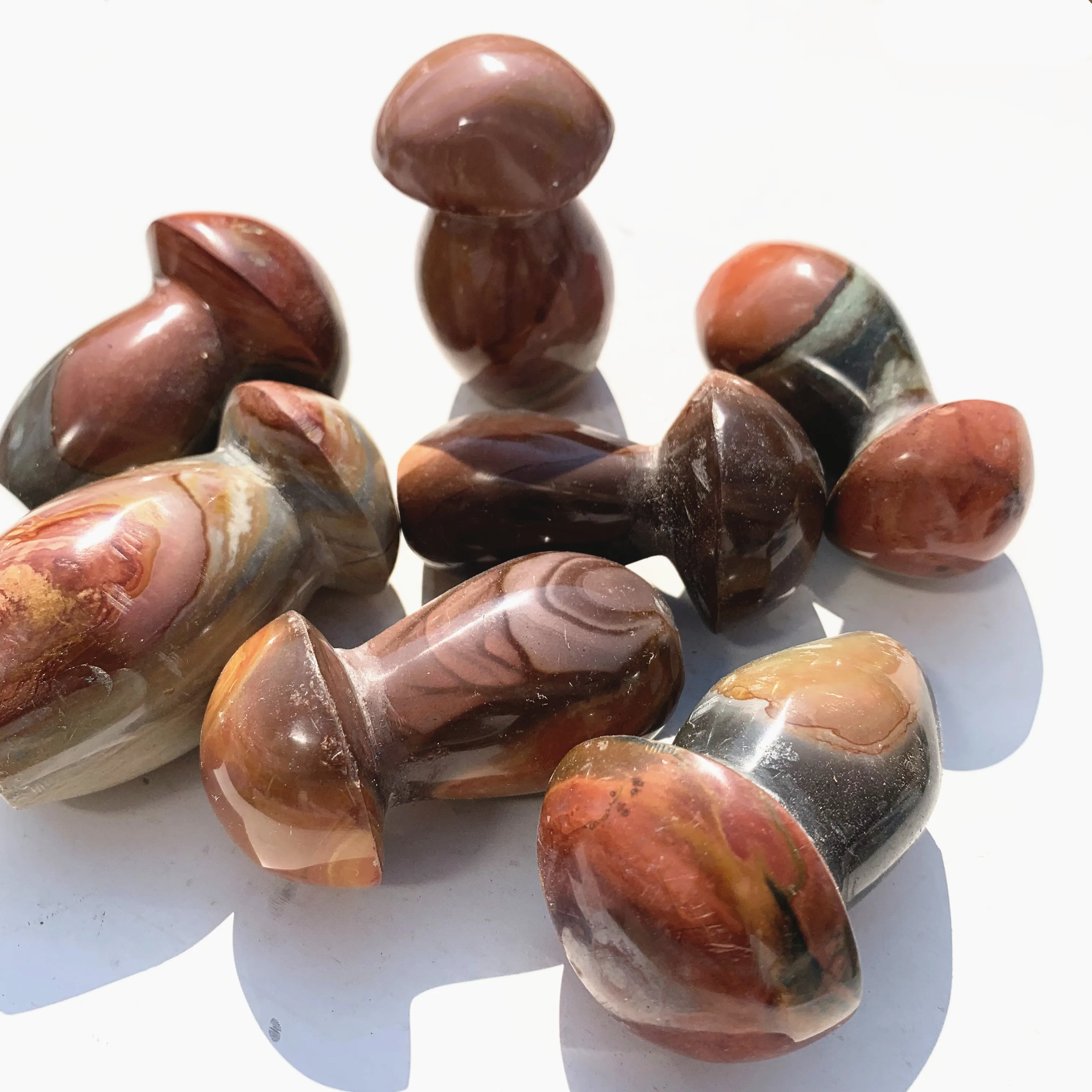 Natural Polychrome Jasper Mushroom Polished crystal Mushroom for Decoration