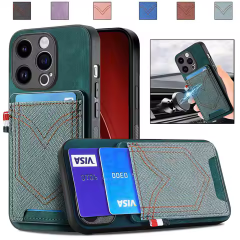 Denim Pattern Card Pocket Wallet Case for Samsung Galaxy S23 S22 S21 S20 S10 S9 S8 S23 Ultra S22 Ultra S21FE Ultra Thin Cover