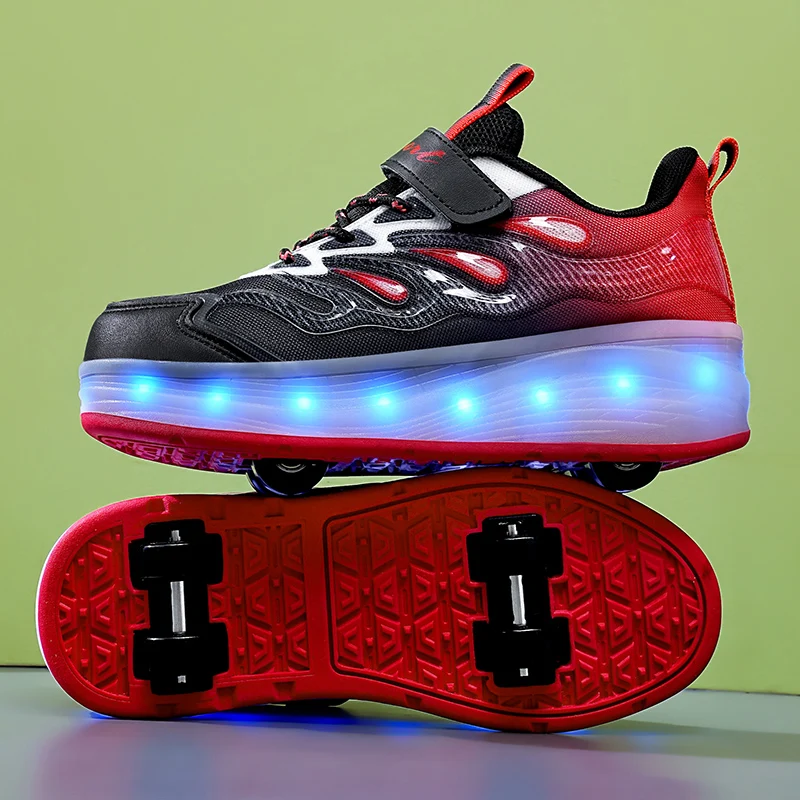 Roller Sneakers for Kids: 8-Wheel Invisible Roller Shoes, 4-Wheel Skates – Boys', Girls' & Students' Wheeled Shoes