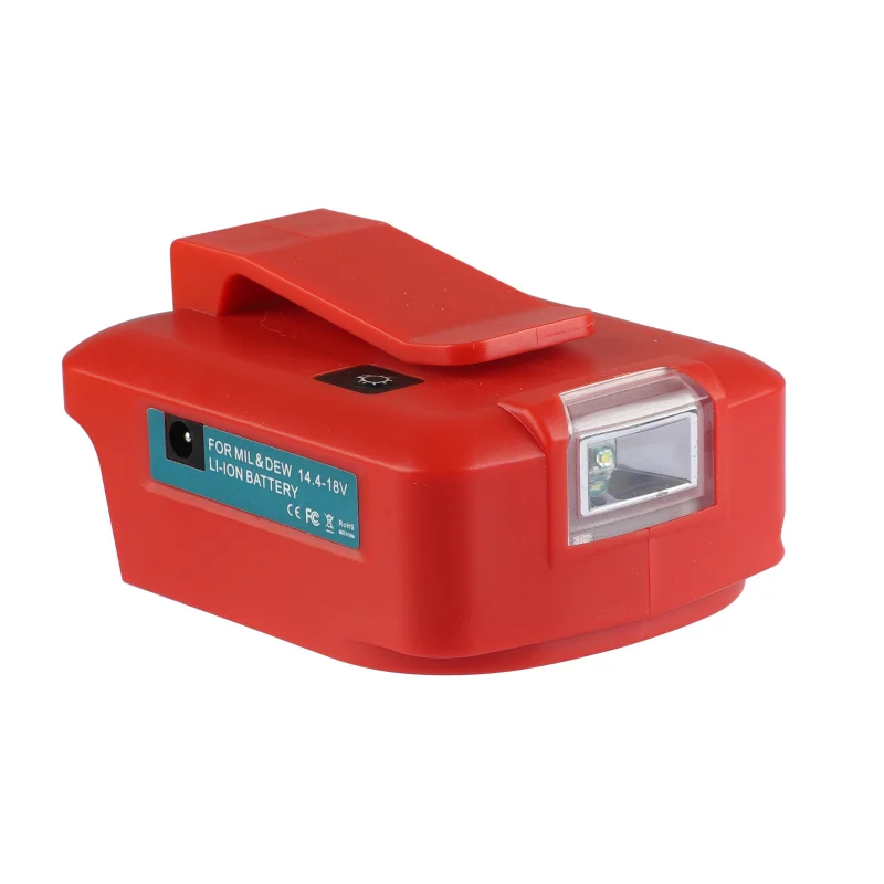 With LED Work Light 2-USB Ports DC Port Replacement for Milwaukee M&18 Power Source Adapter For Milwaukee M&18 18V