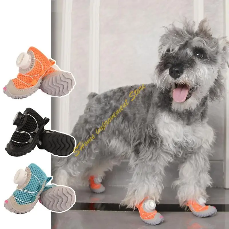 2 paquetes reflectantes malla permeable zapatos para perros que protegen zapatos mascotas suaves d7wa
