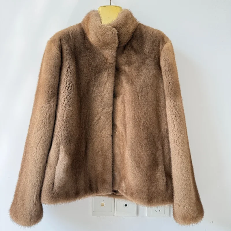 

Manteau en fourrure de vison véritable pour femme, chapeaux d'hiver, manteaux longs, veste en fourrure naturelle chaude, cuir vé