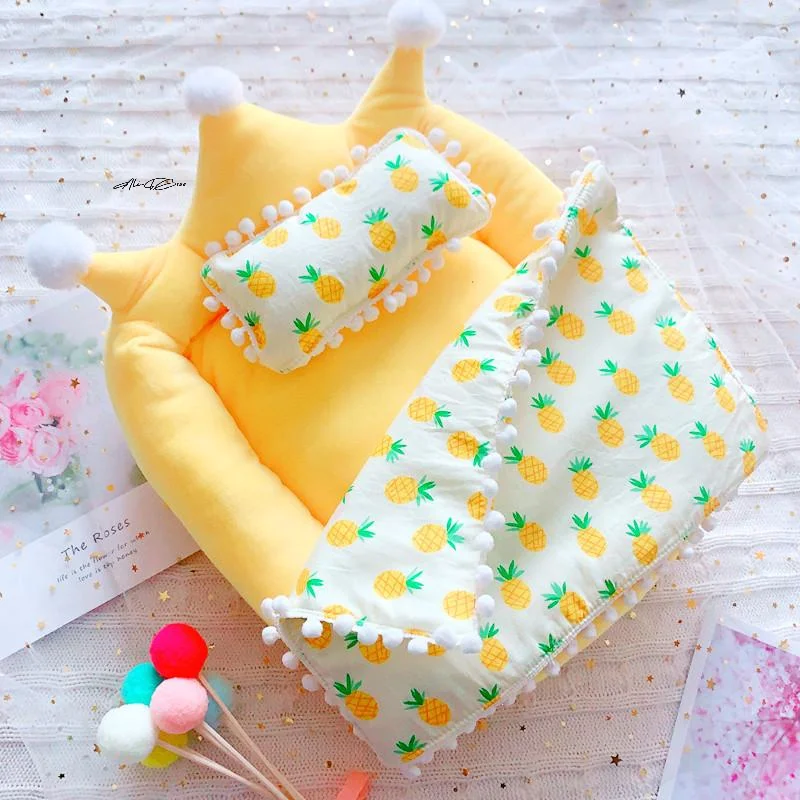 

3Pcs DIY Cotton Doll Bedding Set for 10/20cm Idol Dolls Creative Dress-Up Accessories Quilt Pillow Bed for Dolls