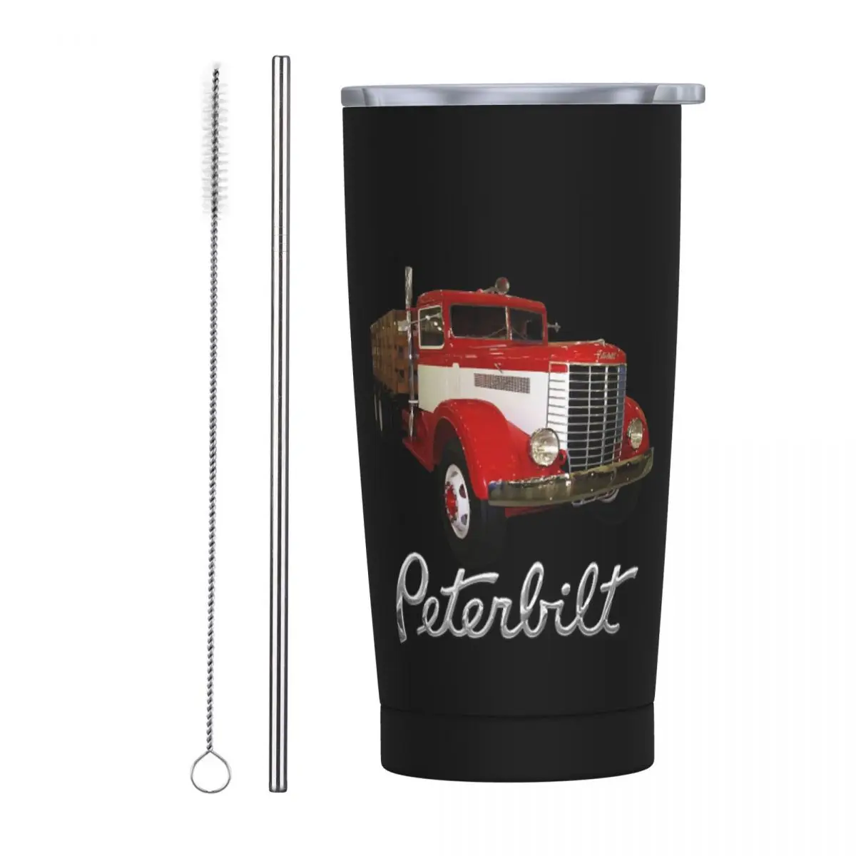 1939 Peterbilt Model 334 Stake Bed Stainless Steel Tumbler Vacuum Insulated Mugs Thermal Cold Cup Straws With Lid 20oz