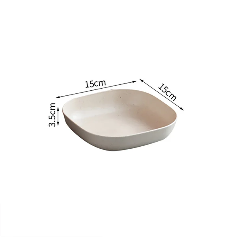 Square Disc Plastic Spit Bone Snack Plate Table Trash Tray Wheat Straw Tableware Food Cutlery Baby Cutlery Set Utensils