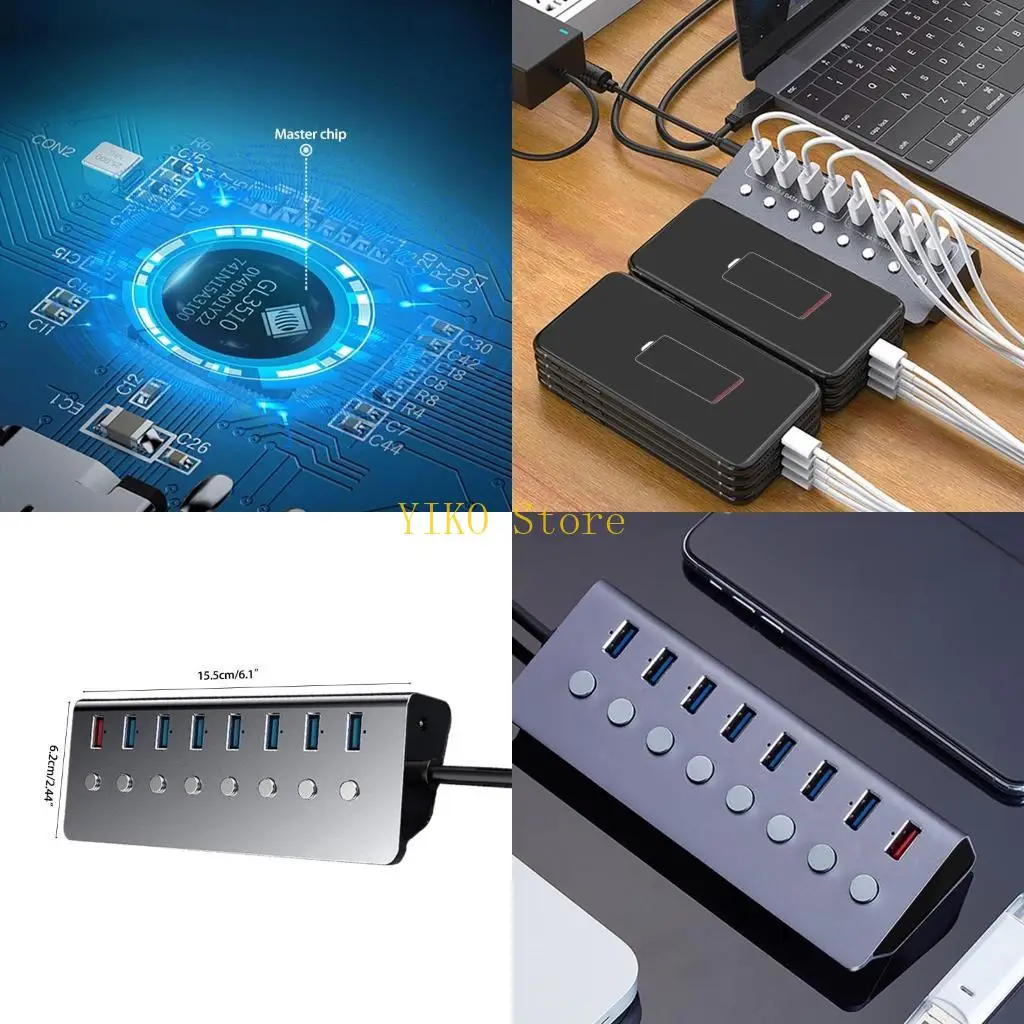 

K32C 7 портов USB HUB + 1 порт для зарядки, USB-разветвитель с переключателями Детали компьютера