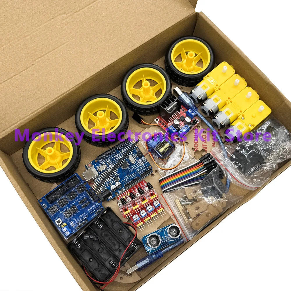 Smart Car Kit 4WD Smart Robot Car Chassis Kits Car With Speed Encoder ...