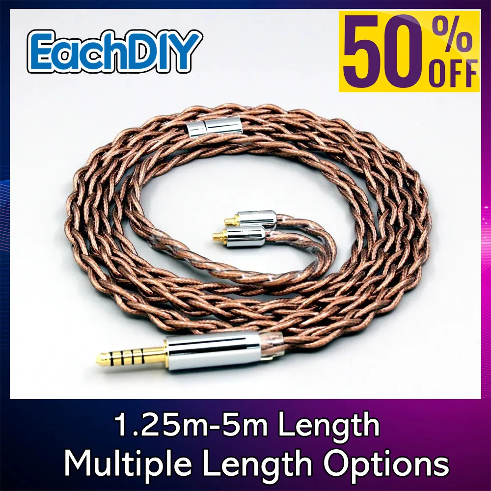 24k Gold Shield Graphene 7n Pure 99% Silver Sleeve Earphone Cable For Dunu T5 Titan 3 T3 (Increase Length MMCX) 4 Cores 8524