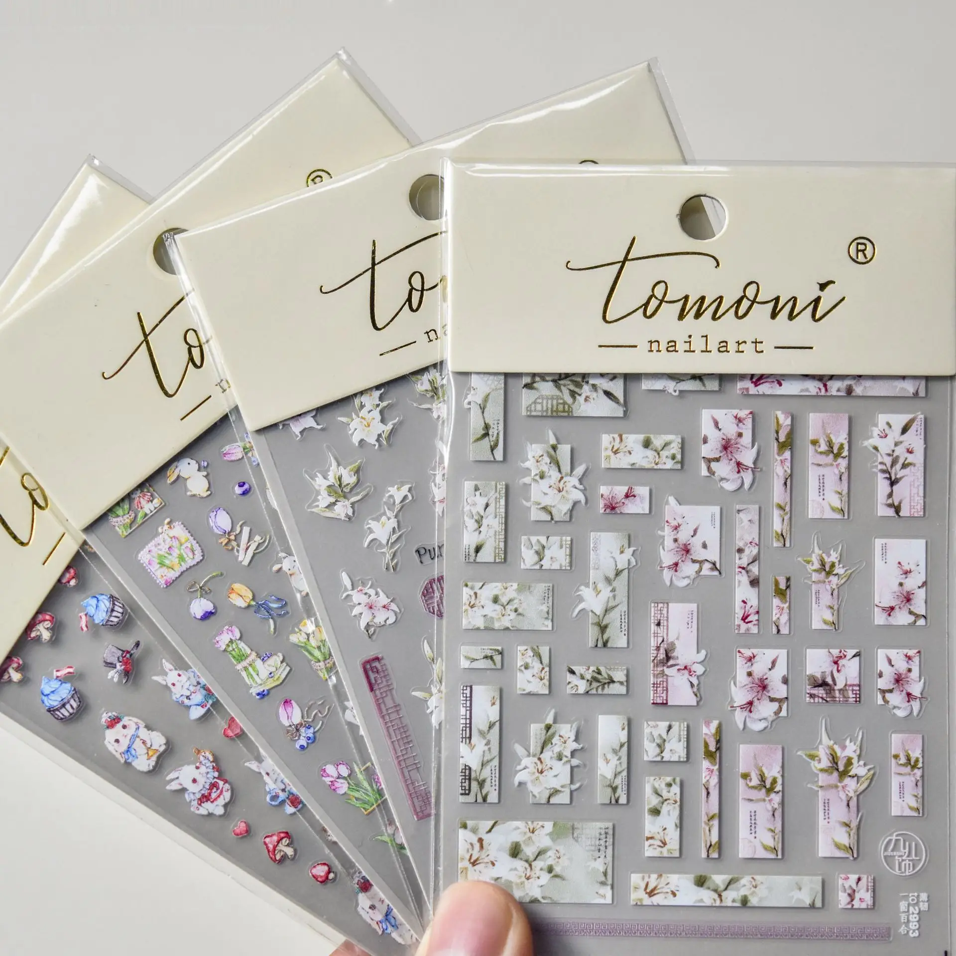 

Thin And Tough Tulip Lily Strawberry Rabbit Nail Sticker High Quality Design Adhesive Stickers Art Decoration T-2993