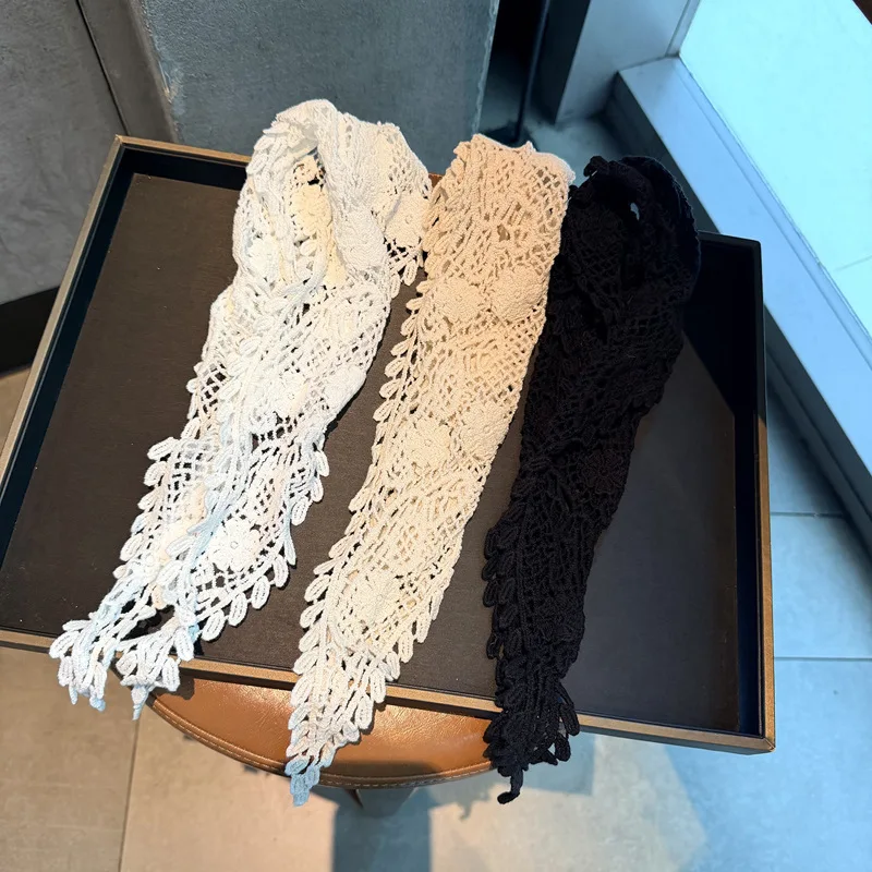 

Korean-style handmade lace crochet headscarf women, artistic retro style, knitted hollow skirt curtain and butt cur