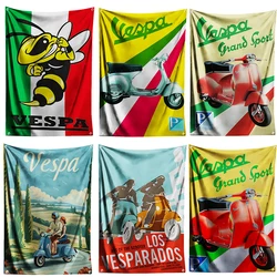 Italy Vespa Scooter Flag Polyester Digital Printing Banner 4 Sizes for Garage Wall Art Out Door Decoration With Brass Grommets