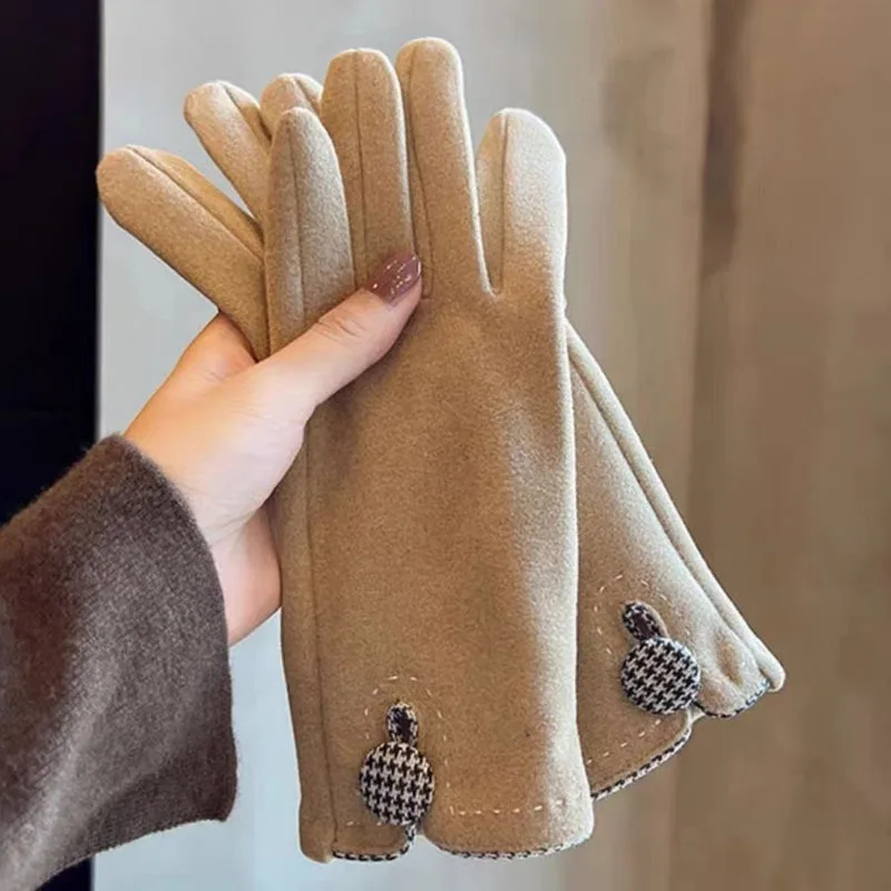 المزاج: القيادة وركوب الدراجات النسائية للخريف والشتاء مع عزل مخملي سميك، قفازات دافئة، قفازات شاشة تعمل باللمس