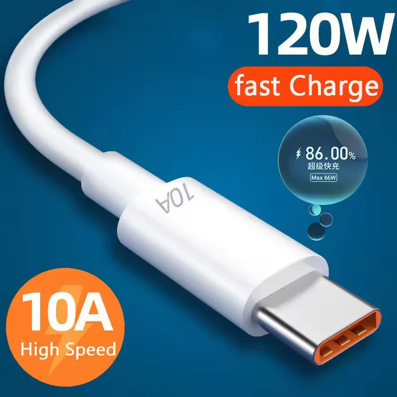 

Universal 120W USB To Type C Fast Charging Data Cable For Xiaomi Smasung Huawei Honor Oneplus USB-C Mobile Phone Chargers Cord