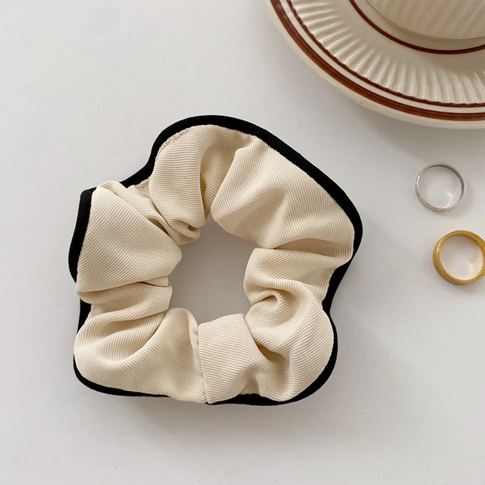 

Удобная мягкая резинка для волос из ткани с французским винтажным дизайном для повседневного использования, эластичная, черная.