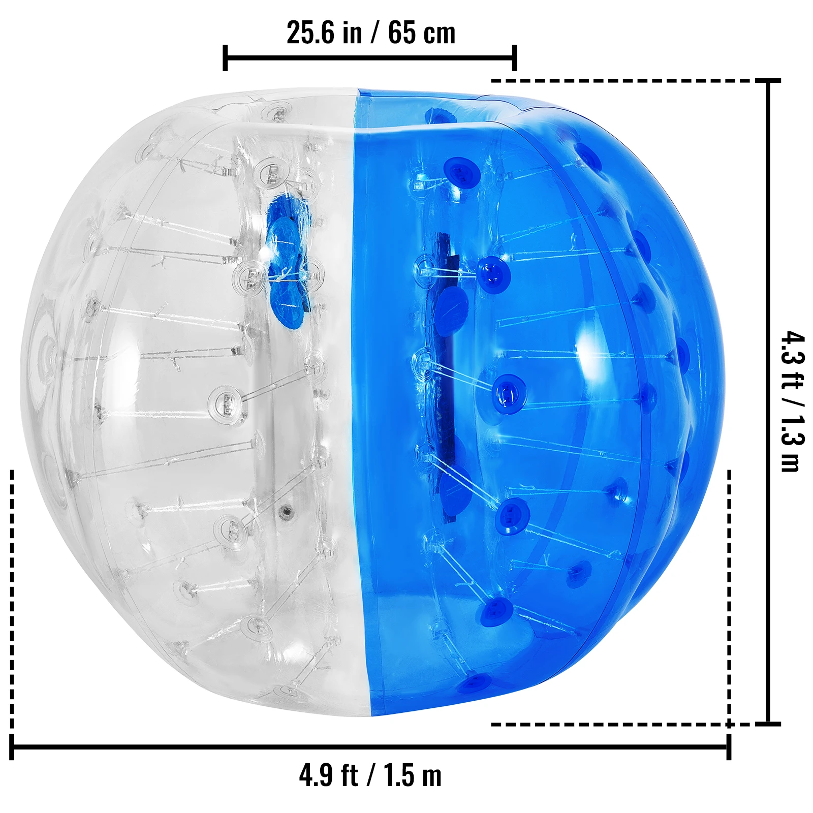 Casnuova 1.5M Gioco Gonfiabile di attività All'aperto della Palla di Zorb della Palla del Paraurti Gonfiabile delle Bolle del Buffer per metà Trasparente per metà Blu