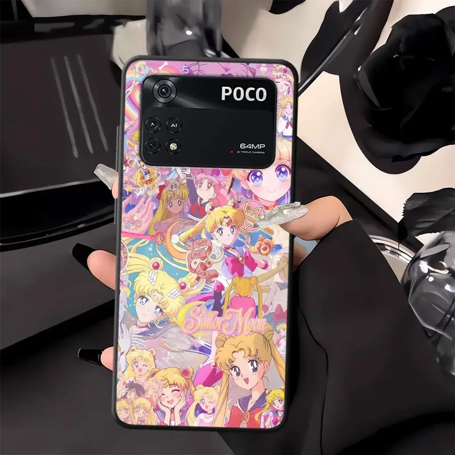 Beautiful Sailor Moon Case for Xiaomi Poco F8 M3 M4 M7 Pro F1 X3 X4 X5 X7 Pro C61 M5 C75 C50 C71 F3 Black Soft Phone Cover view 4