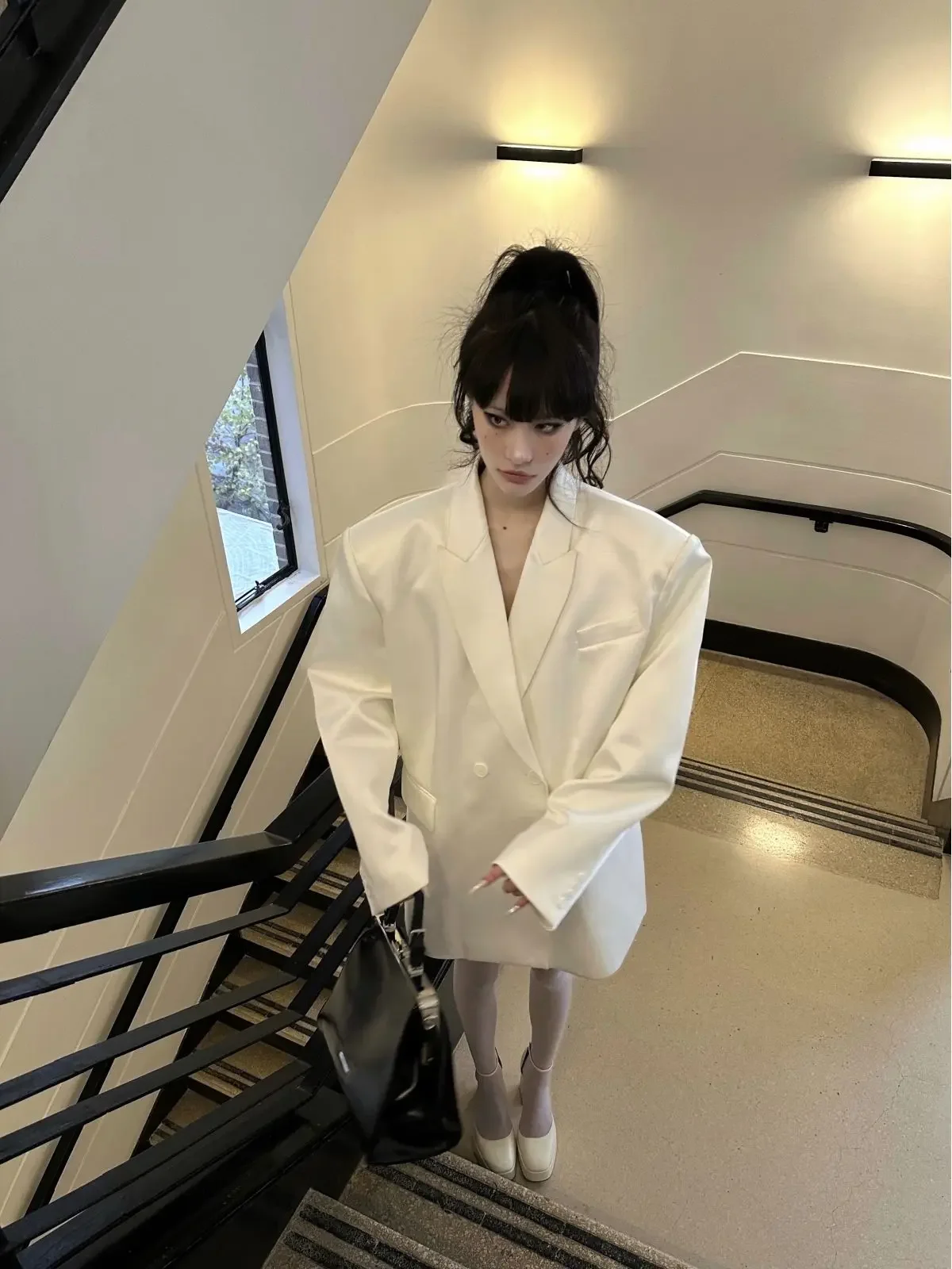 Luxury Brand White Blazer Women Long Sleeve Suit Korean Fashion Spring Autumn Jacket Office Ladies Business Casual Shoulder Pads