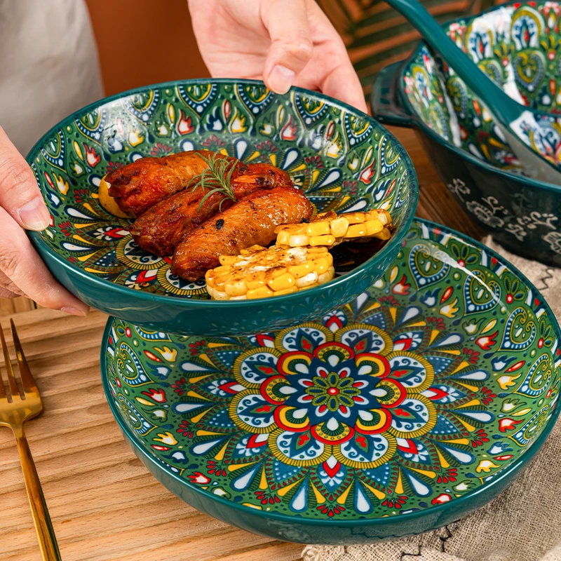 Ceramic Tableware Set Rice Bowl Serving Plate Creative Cutlery Soup Plate Noodle Handle Bowl Sauce Dish Steak Salad Fruit Plate view 5