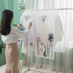 Cartoon Print Dust Cover PEVA Dust Cover Cloth Household Wardrobe Floor Hanger Dust Cover Student Dormitory Storage Supplies