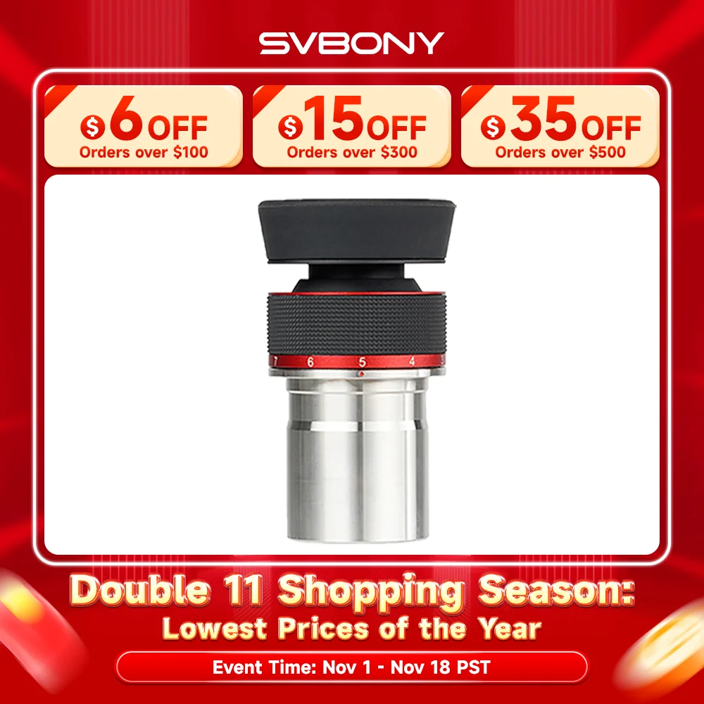 Svbony Ocular Zoom Svbony SV215, 1,25 polegadas, 3-8 mm, com design parfocal, acessório para telescópio para observação lunar e planetária de alta
