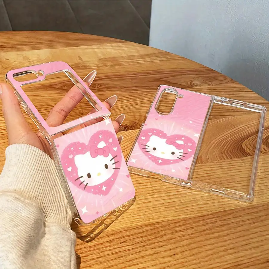 Transparent Soft Phone Cover Case for Samsung Galaxy Z Fold 8 Ultra Z Fold 7 6 5 4 3 ZFold8Ultra Z Flip 6 5 4 3 Hello Kitty