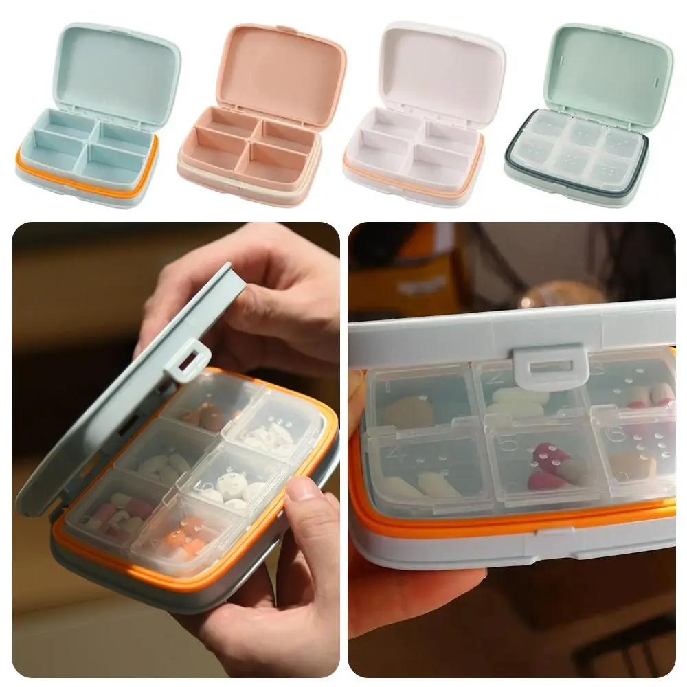 

1Pcs Durable 4/6 Grids Pill Storage Box Moisture Proof with Seal Ring Pill Case Foldable Organizer Splitter Travel