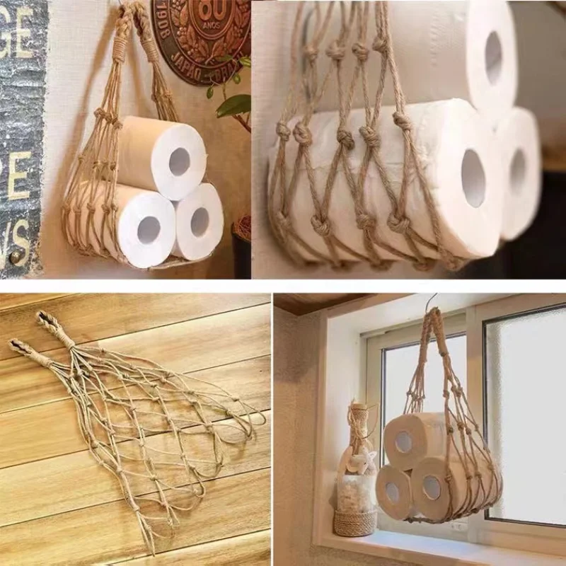 Natural Toilet Paper Holder, Roll Storage, Paper Towel Holders, Book Organizer, Bathroom Accessories, Kitchen Basket