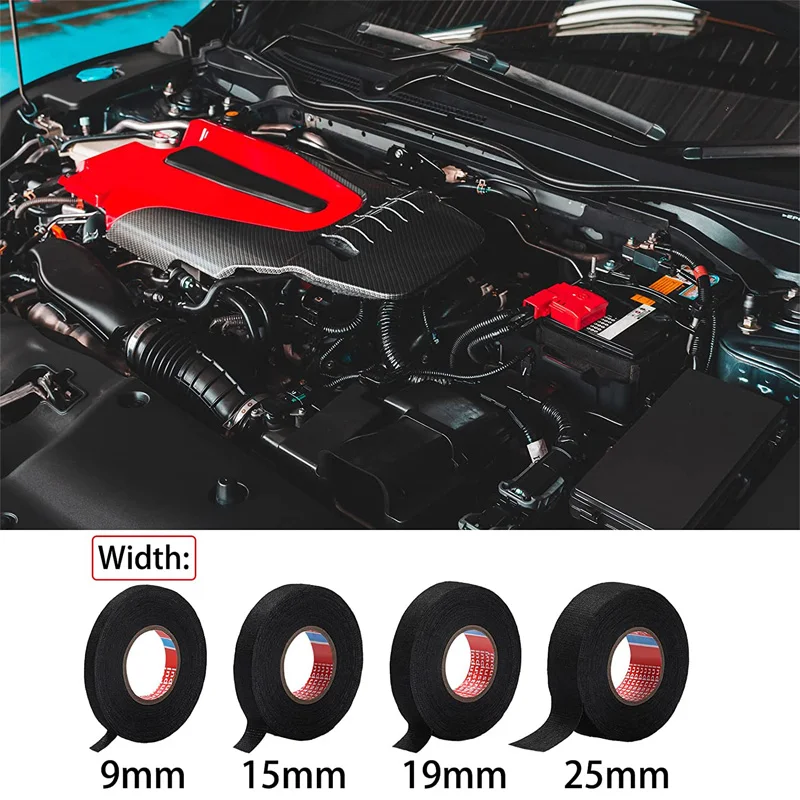 Fita adesiva coroplast resistente ao calor, 15m, pano automotivo, para cablagem de cabos de carro, tear de tecido, fita térmica elétrica