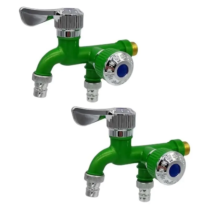 ABHI-2PCS 2 Way Faucet Faucet Splitter Garden Hose Splitter Water Spigot Splitter,Outdoor Double Taps Water Faucet