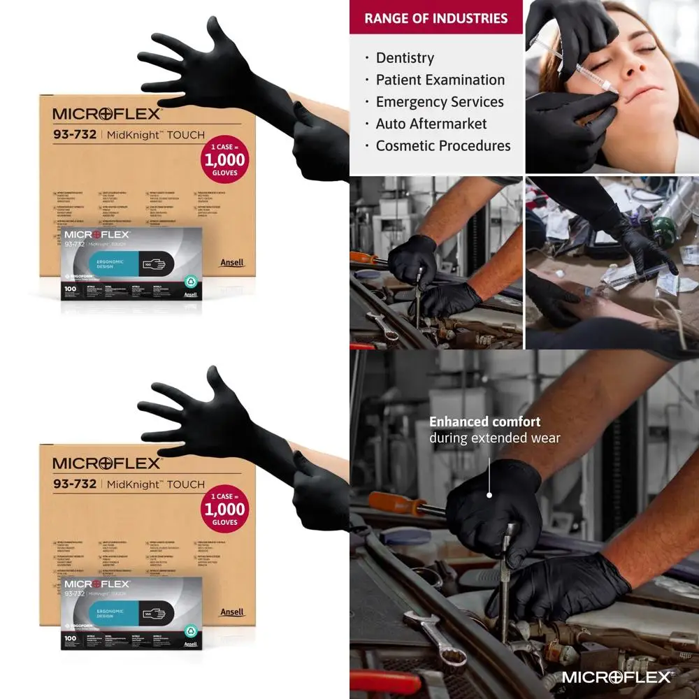 

Одноразовые нитриловые перчатки, толщина 4,3 мил, размер XL, черные, идеально подходят для автосервиса, тату-салонов, стоматологии, общественного питания (1000 штук)