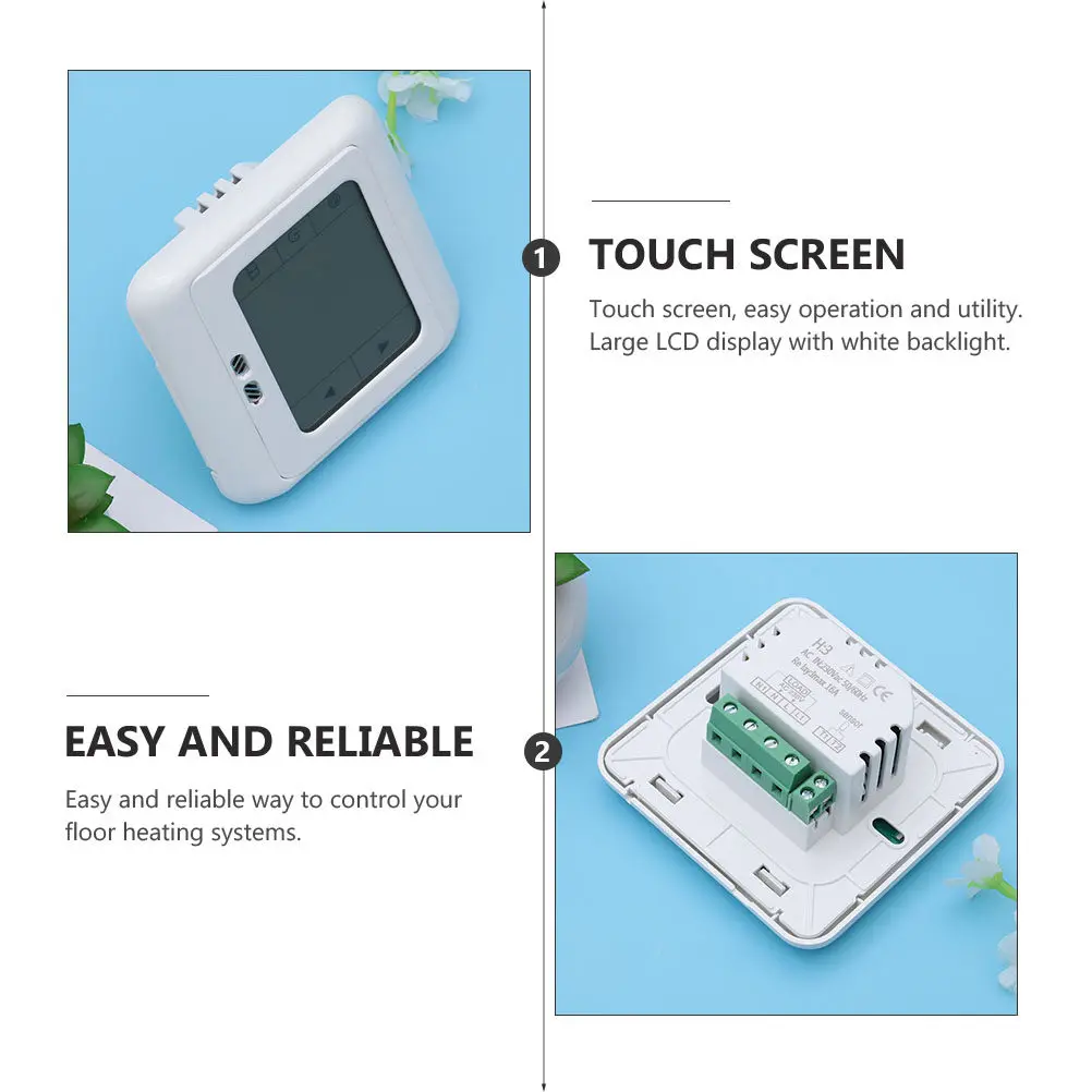 2Pcs Touch Screen Digital Thermoregulator Programmable Plastic Heating Thermostat Floor Temperature Controller High Reliability