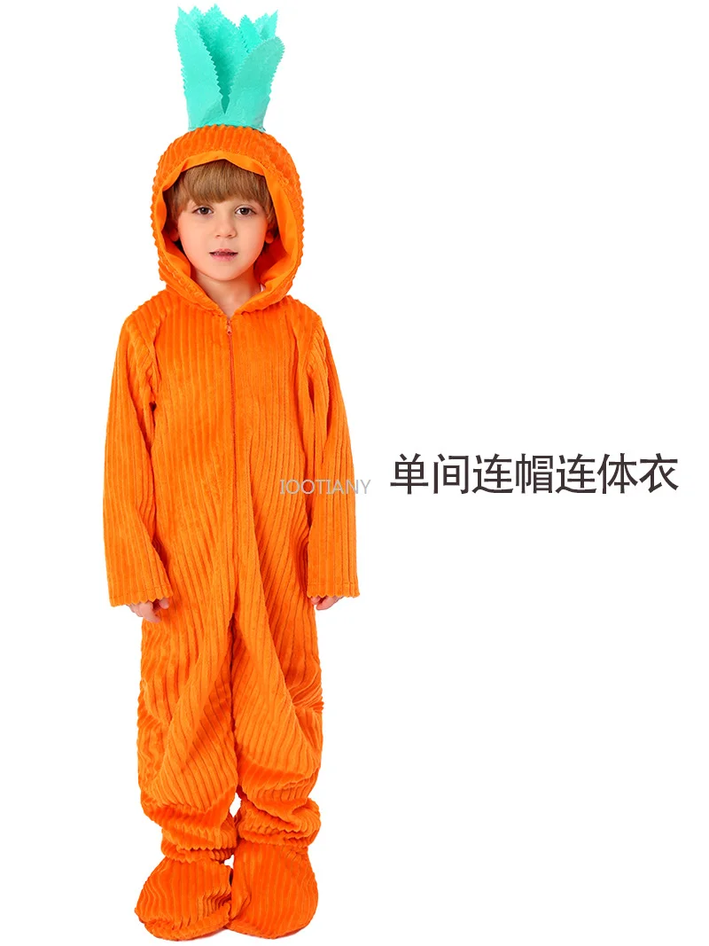 Boys Girls Cartoon Rabbit /Carrot Jumpsuit White Rabbit/Carrot  Role Play Costume Easter Party Performance Costumes